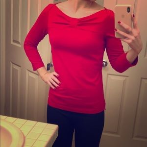 Kate Spade red 3/4 sleeve SOFT cotton boat neck